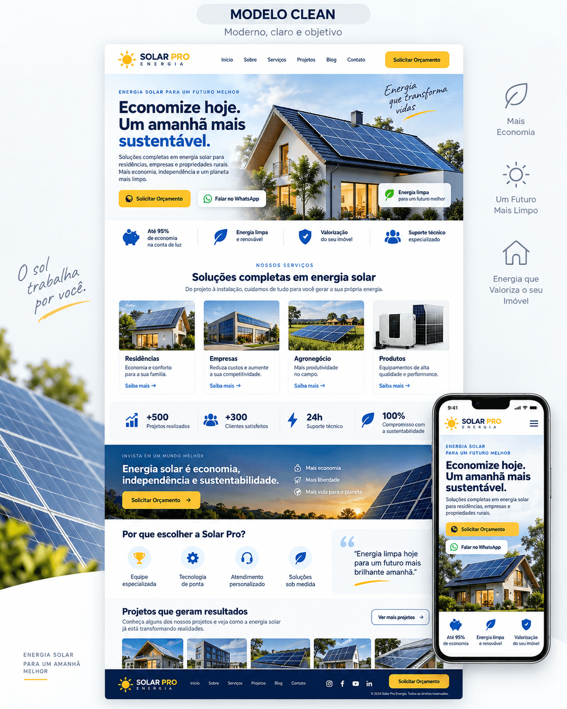 Modelo Clean para empresa de energia solar